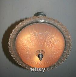Antique pink glass chandelier Art Deco ceiling light fixture custom built