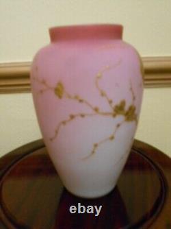 Antique webb cased satin pink glass vase