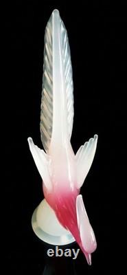 Archimede Seguso Large Murano Glass Pink Alabastro Bird