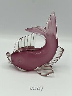 Archimede Seguso Murano Alabastro Glass Fish Pink White Rare 50s 6x6 Mint