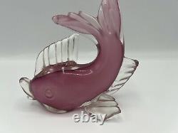 Archimede Seguso Murano Alabastro Glass Fish Pink White Rare 50s 6x6 Mint