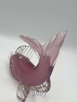 Archimede Seguso Murano Alabastro Glass Fish Pink White Rare 50s 6x6 Mint