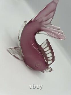 Archimede Seguso Murano Alabastro Glass Fish Pink White Rare 50s 6x6 Mint