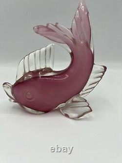 Archimede Seguso Murano Alabastro Glass Fish Pink White Rare 50s 6x6 Mint
