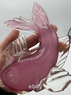 Archimede Seguso Murano Alabastro Glass Fish Pink White Rare 50s 6x6 Mint