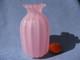 Archimede Seguso Murano Art Glass Alabastro Pink Opalino Vase Ribbed Body