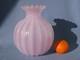 Archimede Seguso Murano Art Glass Alabastro Pink Vase Ribbed Body Design