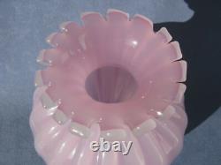 Archimede Seguso Murano Art Glass Alabastro Pink Vase Ribbed Body Design