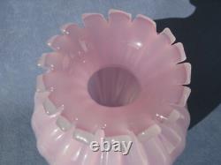 Archimede Seguso Murano Art Glass Alabastro Pink Vase Ribbed Body Design