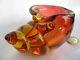 Archimede Seguso Murano Art Glass Conch Shell Cranberry Pink Yellow Amber