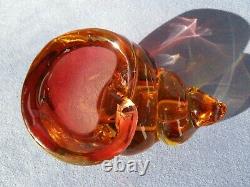 Archimede Seguso Murano Art Glass Conch Shell Cranberry Pink Yellow Amber