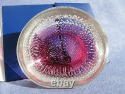 Archimede Seguso Murano Art Glass Cranberry Pink Bullicante Bubble Bowl 1960s