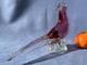 Archimede Seguso Murano Art Glass Cranberry Pink cute Bird Pheasant Tail