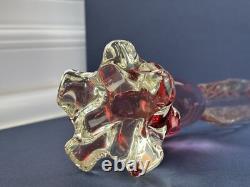 Archimede Seguso Murano Art Glass Crystal Cranberry Pink Lovely Bird Pheasant