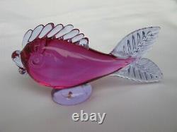 Archimede Seguso Murano Art Glass Fish Fuciha Pink Lilac 1950s 1960s label on