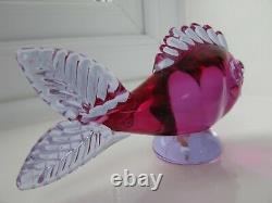 Archimede Seguso Murano Art Glass Fish Fuciha Pink Lilac 1950s 1960s label on