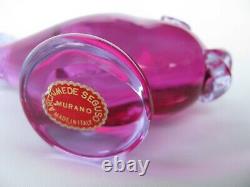 Archimede Seguso Murano Art Glass Fish Fuciha Pink Lilac 1950s 1960s label on