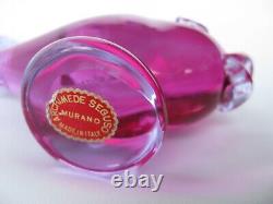 Archimede Seguso Murano Art Glass Fish Fuciha Pink Lilac 1950s 1960s label on