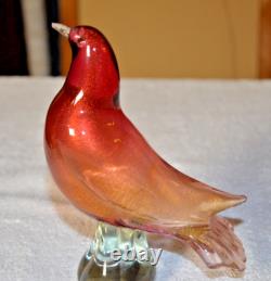 Archimede Seguso Murano Art Glass Gold Pink Dove Fantail Pigeon Paperweight 7