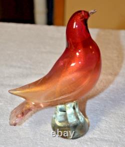 Archimede Seguso Murano Art Glass Gold Pink Dove Fantail Pigeon Paperweight 7