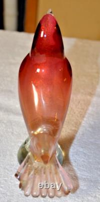 Archimede Seguso Murano Art Glass Gold Pink Dove Fantail Pigeon Paperweight 7
