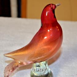 Archimede Seguso Murano Art Glass Gold Pink Dove Fantail Pigeon Paperweight 7