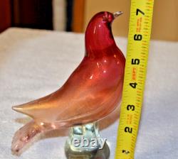 Archimede Seguso Murano Art Glass Gold Pink Dove Fantail Pigeon Paperweight 7
