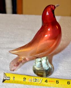 Archimede Seguso Murano Art Glass Gold Pink Dove Fantail Pigeon Paperweight 7