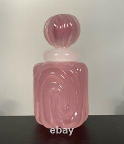 Archimede Seguso Murano Art Glass Pink Alabastro 5.25 Perfume Bottle Label