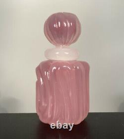 Archimede Seguso Murano Art Glass Pink Alabastro 5.25 Perfume Bottle Label