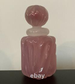 Archimede Seguso Murano Art Glass Pink Alabastro 5.25 Perfume Bottle Label