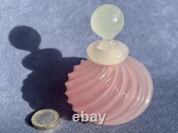 Archimede Seguso Murano Art Glass Pink Alabastro Perfume Bottle Ribbed Body
