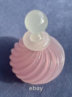 Archimede Seguso Murano Art Glass Pink Alabastro Perfume Bottle Ribbed Body