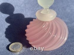 Archimede Seguso Murano Art Glass Pink Alabastro Perfume Bottle Ribbed Body
