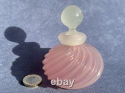 Archimede Seguso Murano Art Glass Pink Alabastro Perfume Bottle Ribbed Body