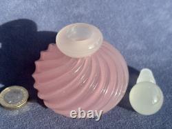 Archimede Seguso Murano Art Glass Pink Alabastro Perfume Bottle Ribbed Body