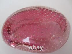 Archimede Seguso Murano Art Glass Pink Bullicante Bubble Bowl 1960s