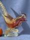 Archimede Seguso Murano Art Glass Pink Gold Aventurine Bird Pheasant on branch
