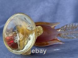 Archimede Seguso Murano Art Glass Pink Gold Aventurine Bird Pheasant on branch