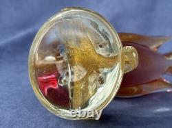 Archimede Seguso Murano Art Glass Pink Gold Aventurine Bird Pheasant on branch