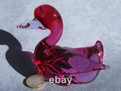 Archimede Seguso Murano Art Glass Rare Fuchsia Pink Bird Duck