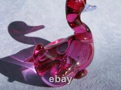 Archimede Seguso Murano Art Glass Rare Fuchsia Pink Bird Duck