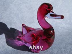 Archimede Seguso Murano Art Glass Rare Fuchsia Pink Bird Duck