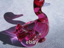 Archimede Seguso Murano Art Glass Rare Fuchsia Pink Bird Duck