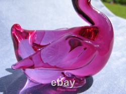 Archimede Seguso Murano Art Glass Rare Fuchsia Pink Bird Duck