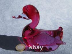 Archimede Seguso Murano Art Glass Rare Fuchsia Pink Bird Duck