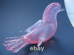 Archimede Seguso Murano Art Glass Rare Opalescent Pink Dove Love Bird