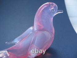 Archimede Seguso Murano Art Glass Rare Opalescent Pink Dove Love Bird