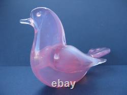 Archimede Seguso Murano Art Glass Rare Opalescent Pink Dove Love Bird