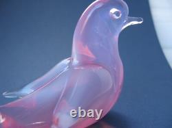 Archimede Seguso Murano Art Glass Rare Opalescent Pink Dove Love Bird